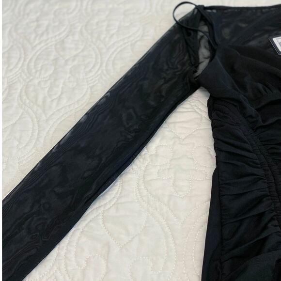 I Am Gia Mesh Mini Ruched Adjustable Dress Women Medium Goth Witchy Dark Romance - Picture 8 of 11